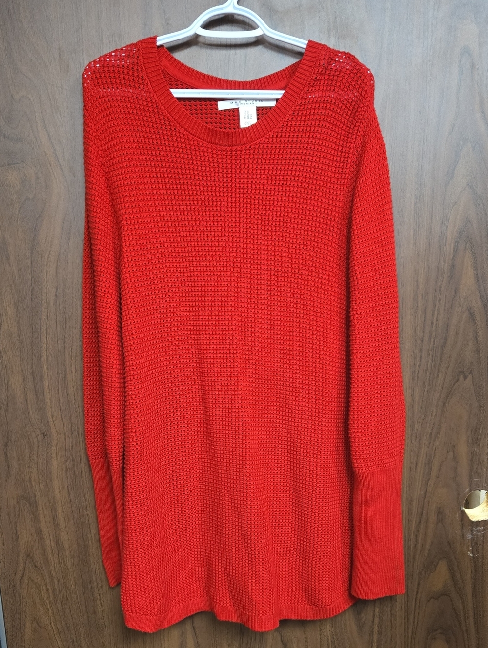 Max Studio Size 3X Red Chunky Knit Tunic Length Sweater